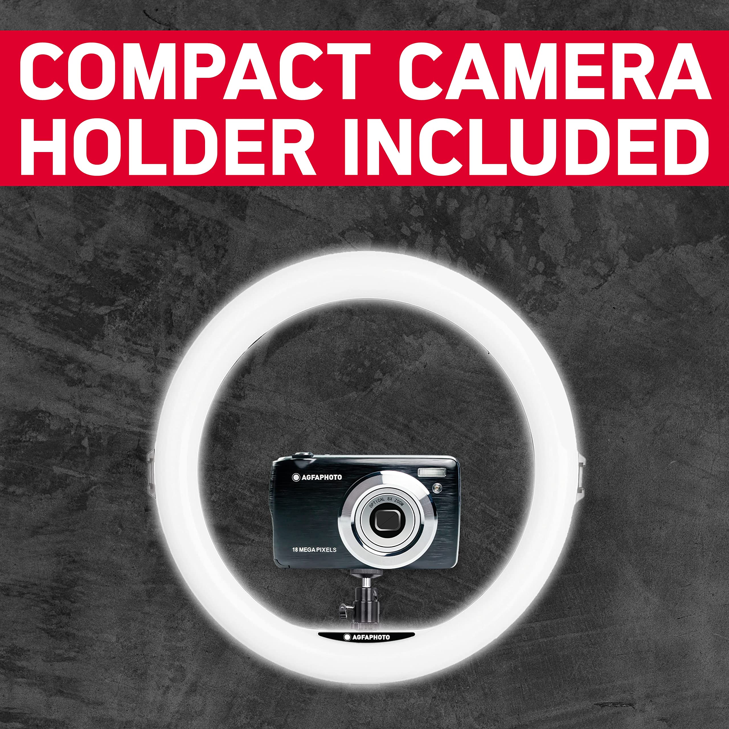 AgfaPhoto Realiview ARL11XL 11" LED Ring Light with Tripod 45-155 cm for Video Photo Smartphone