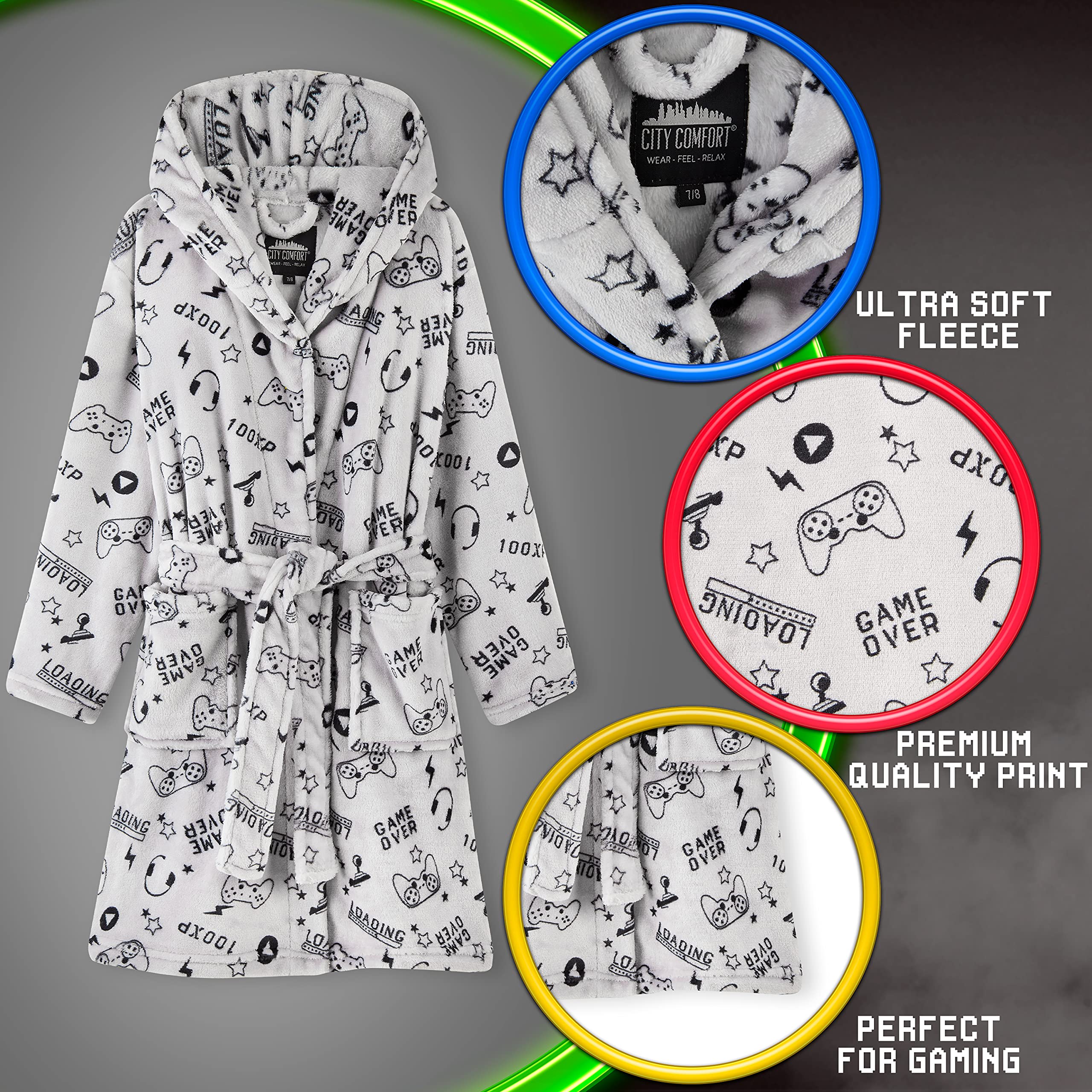 CityComfort Robe De Chambre Enfant - Gamer - Garçon