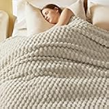 King Size Blanket for Bed - 350GSM Fluffy Plush Bubble Blanket King for Home Room Decor, GentleSoft Cute Fleece Soft Cozy Gifts for Women Girls, Beige, 108x90 Inches