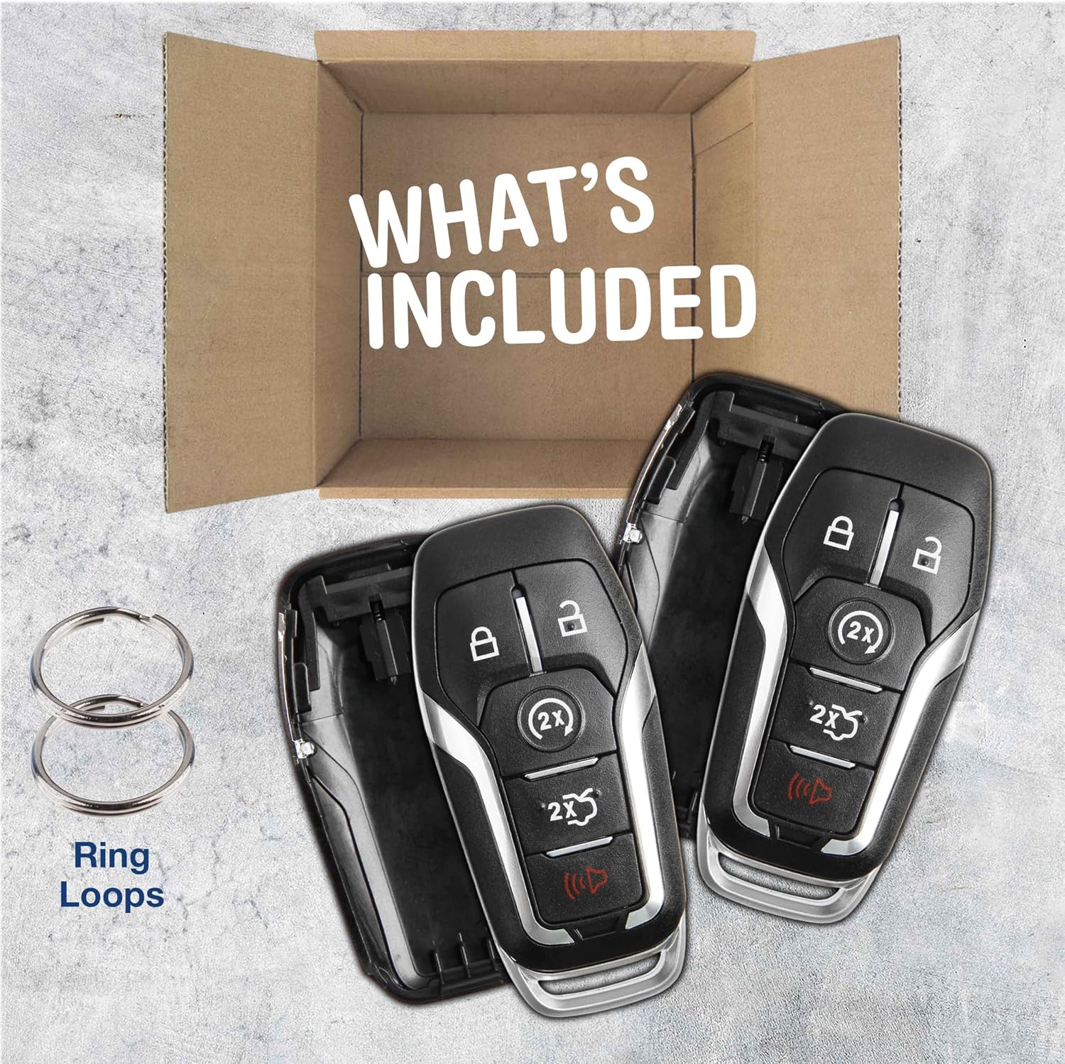 KeylessOption Keyless Entry Remote Smart Key Fob Shell Case for Ford Fusion Mustang Edge M3N-A2C31243800 (Pack of 2)