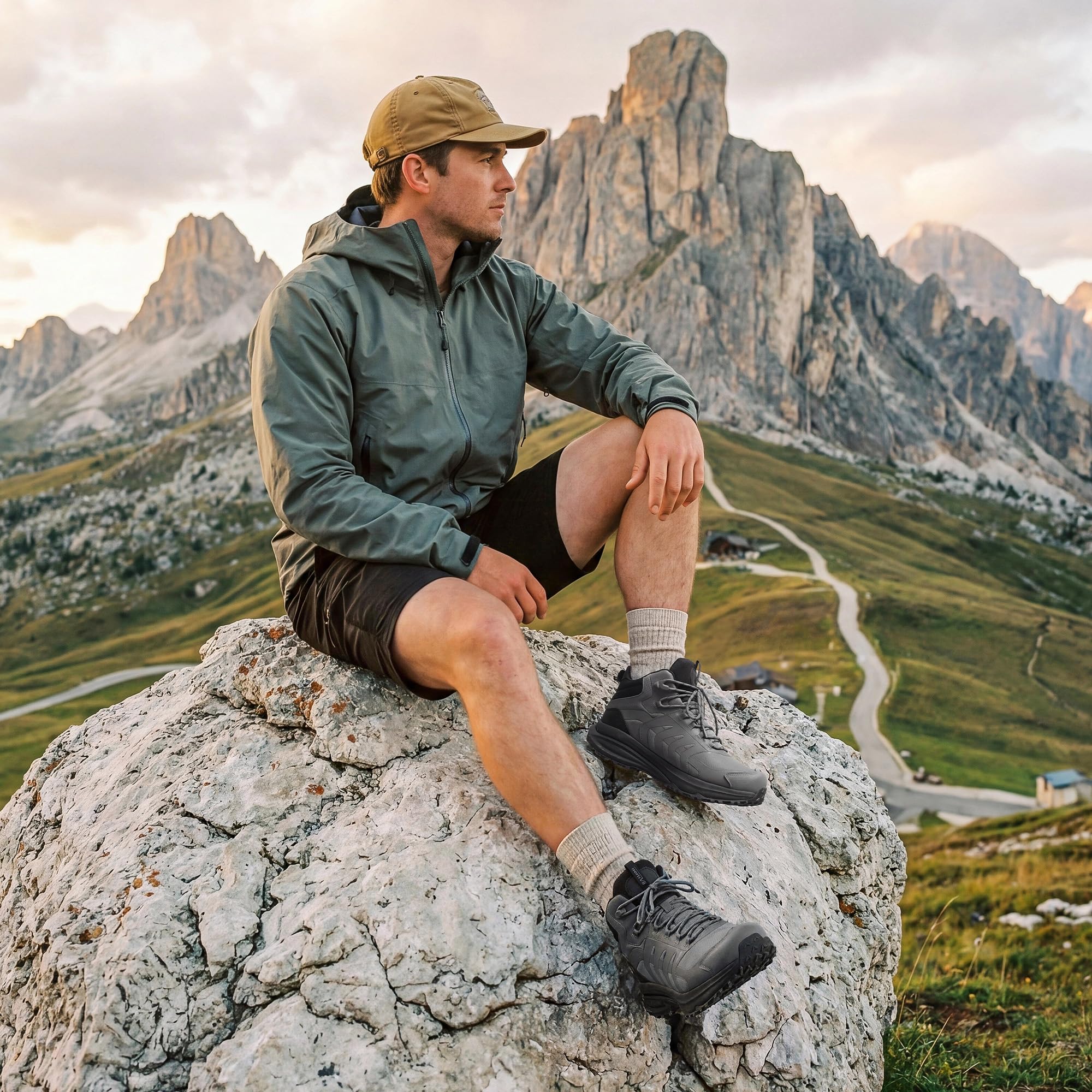 NORTIV 8 Męskie wodoodporne buty trekkingowe PRO, Szary Czarny, 10 UK | Lekkie buty trekkingowe do trekkingu, na kemping i wędrówki z plecakiem
