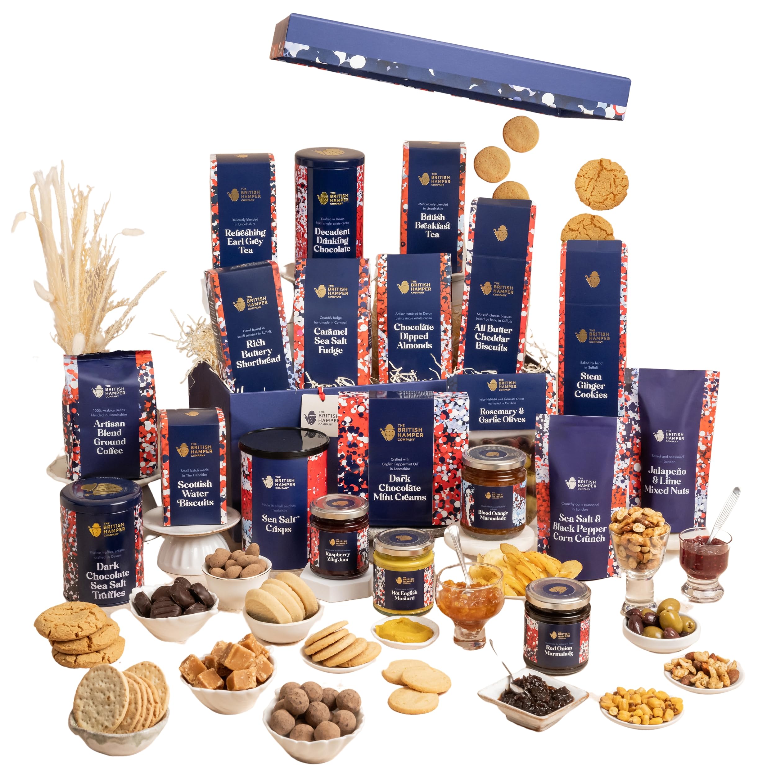 The British Hamper Company Large Indulgent Traditional Hamper – Luxury Alcohol-Free Food Gift, Hamper Basket for Families & Couples, Sweet & Savoury Treats, British Gourmet Selection