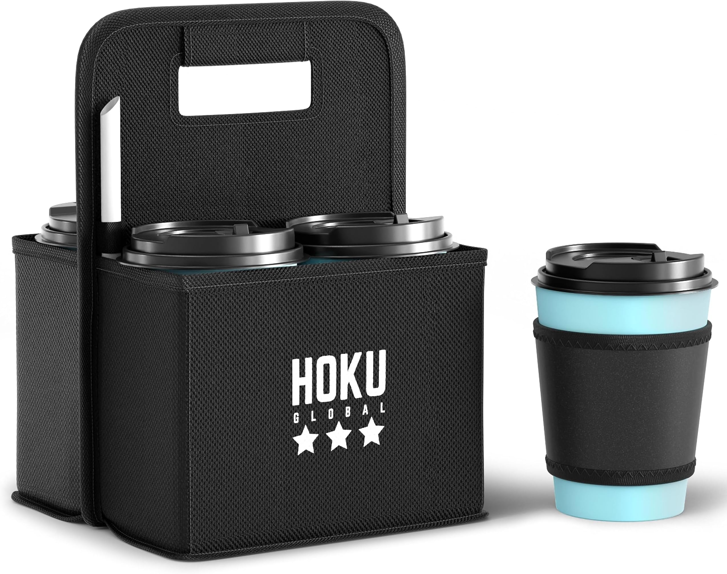 Foldable Plastic Beverage Carrier, Reusable Drink Holder with Handle, Drink Carrier