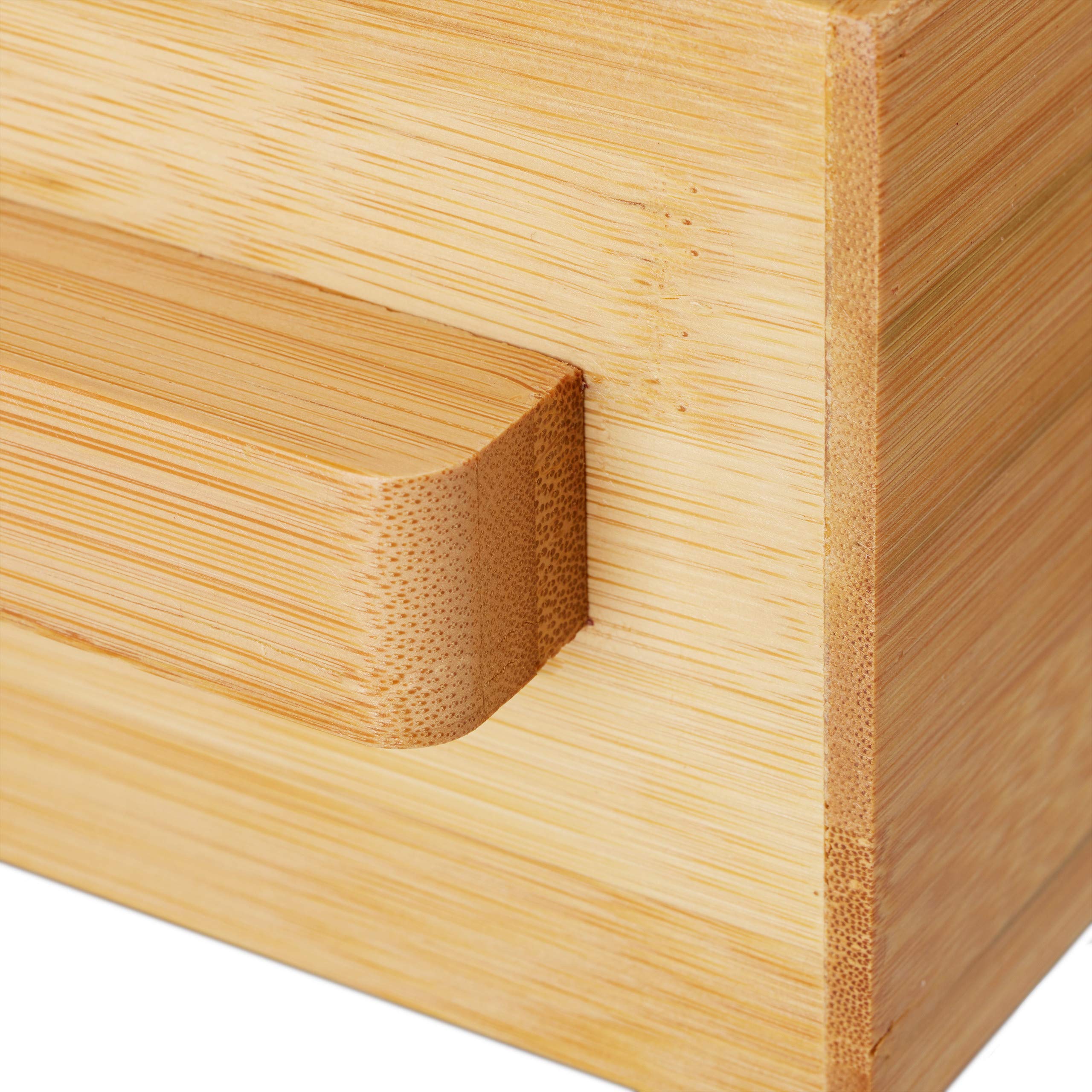 Relaxdays Porta Posate in Bambù,7 Scomparti,Da Tavolo per Tovaglioli,Posate,Olio,Condimenti,HLP 11,5x35x15cm,naturale