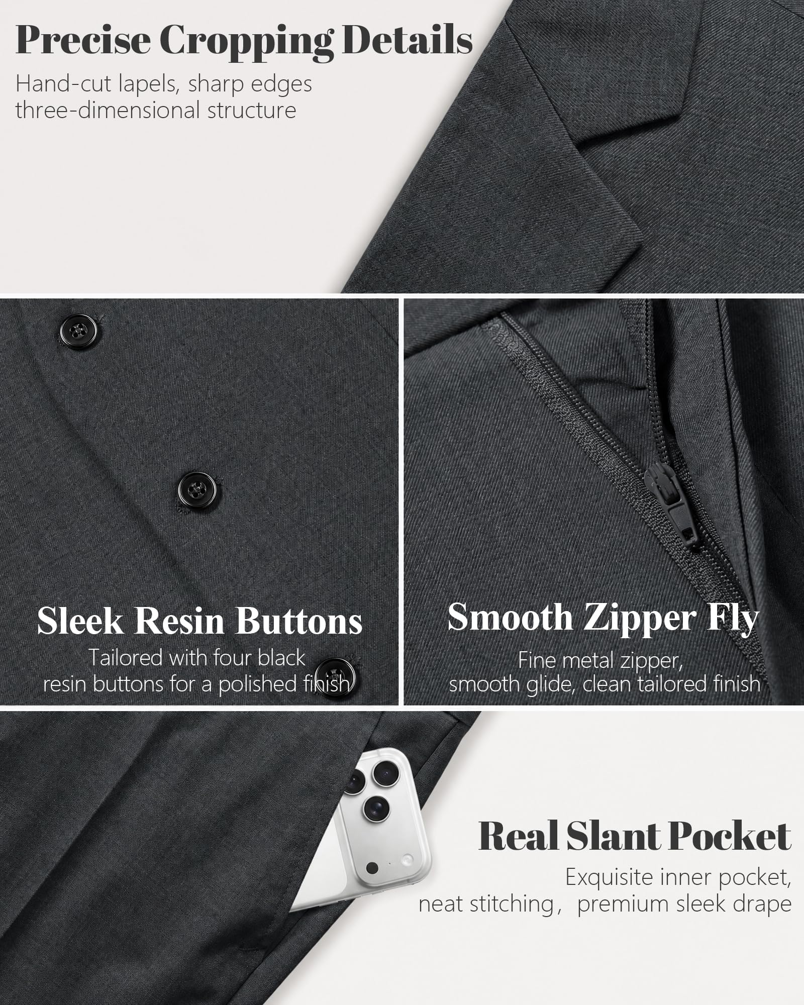 MY'S Herren My's Men's 3 Piece Suit Set Business-Anzug Hosen-Set (3er Pack)