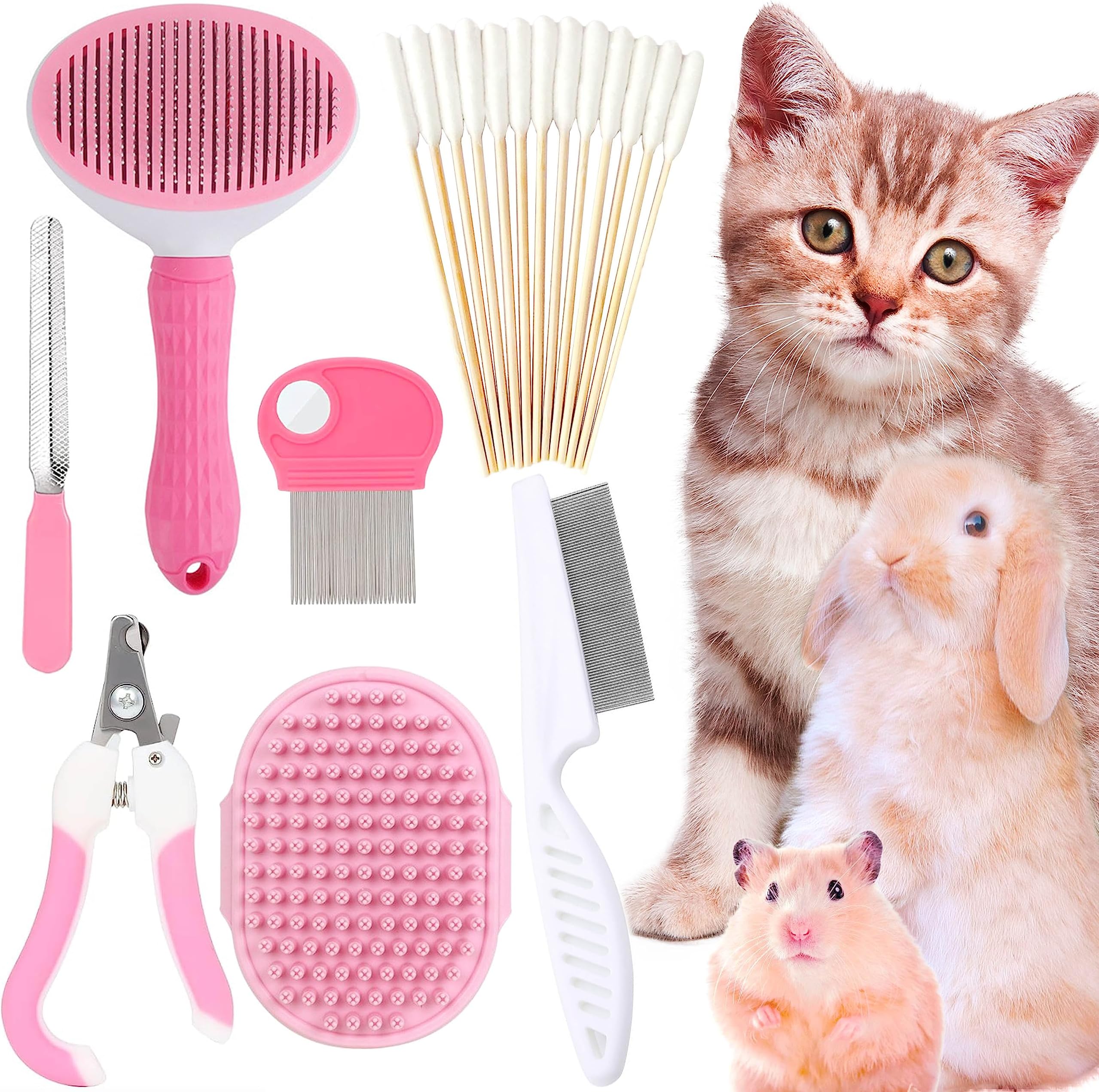 Damanse Rabbit Grooming Kit with Rabbit Brush for Shedding