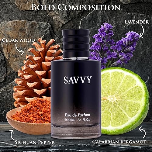 Miniatura 2 de Savvy for Men Eau De Parfum – Composición sofisticada de fragancia masculina de bergamota, pimienta, lavanda, anís estrellado y nuez moscada – Base
