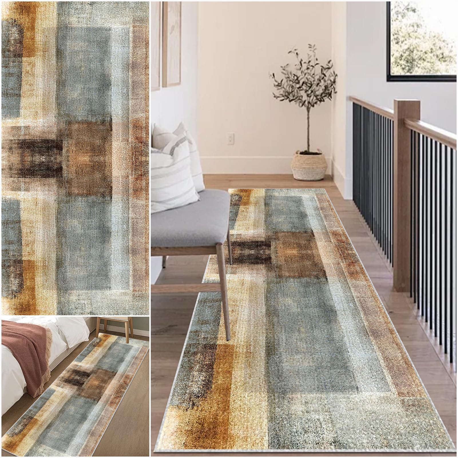 Carpet Runners for Hallways Non Slip Washable Runner Rugs 90 x 150 cm Long Soft Kitchen Runner Floor Protector Area Rugs Hallway Hall Runners Narrow Rug for Kitchen Bedroom Hallways Living Room