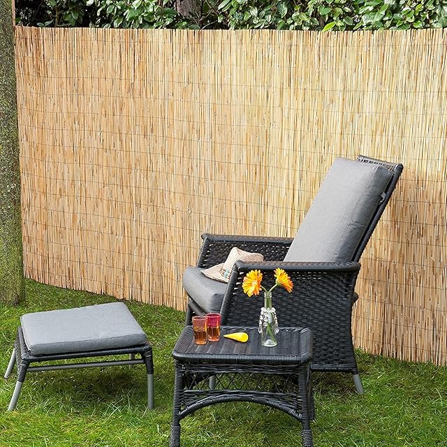 Abaseen Natural Split Reed Fence Hand-Woven Reed Screening for Garden Natural Window Roller Blind Outdoor Bamboo Shades for Garden Patio Gallery Balcony Decorative Fences (1m x 4m)