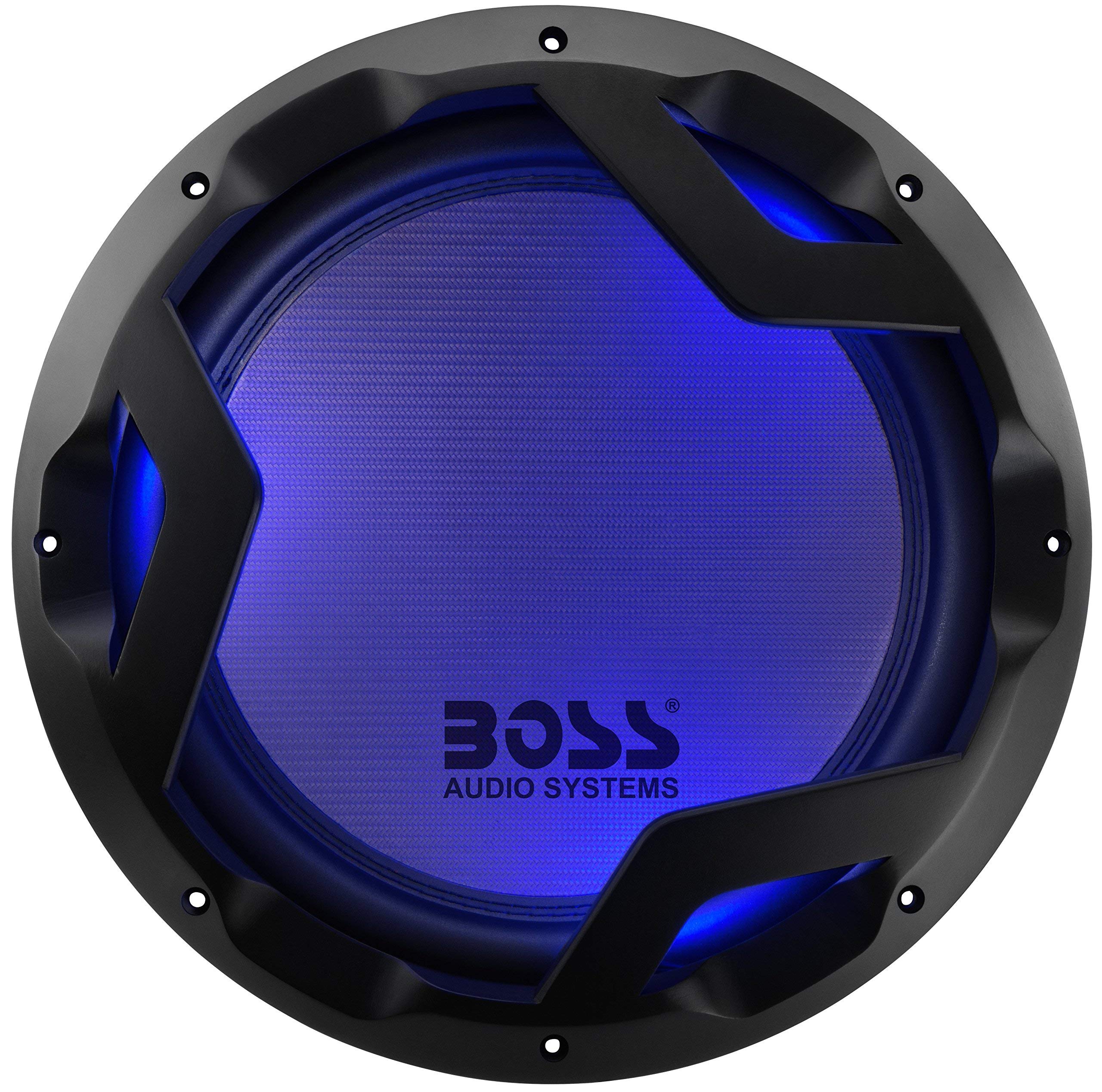 BOSS Audio SystemsPD12LED Phantom Series 12 Inch Car Subwoofer 1600 Watts  Max, Dual Ohm Voice Coil, LED Illumination, Sold Individually, Hook Up
