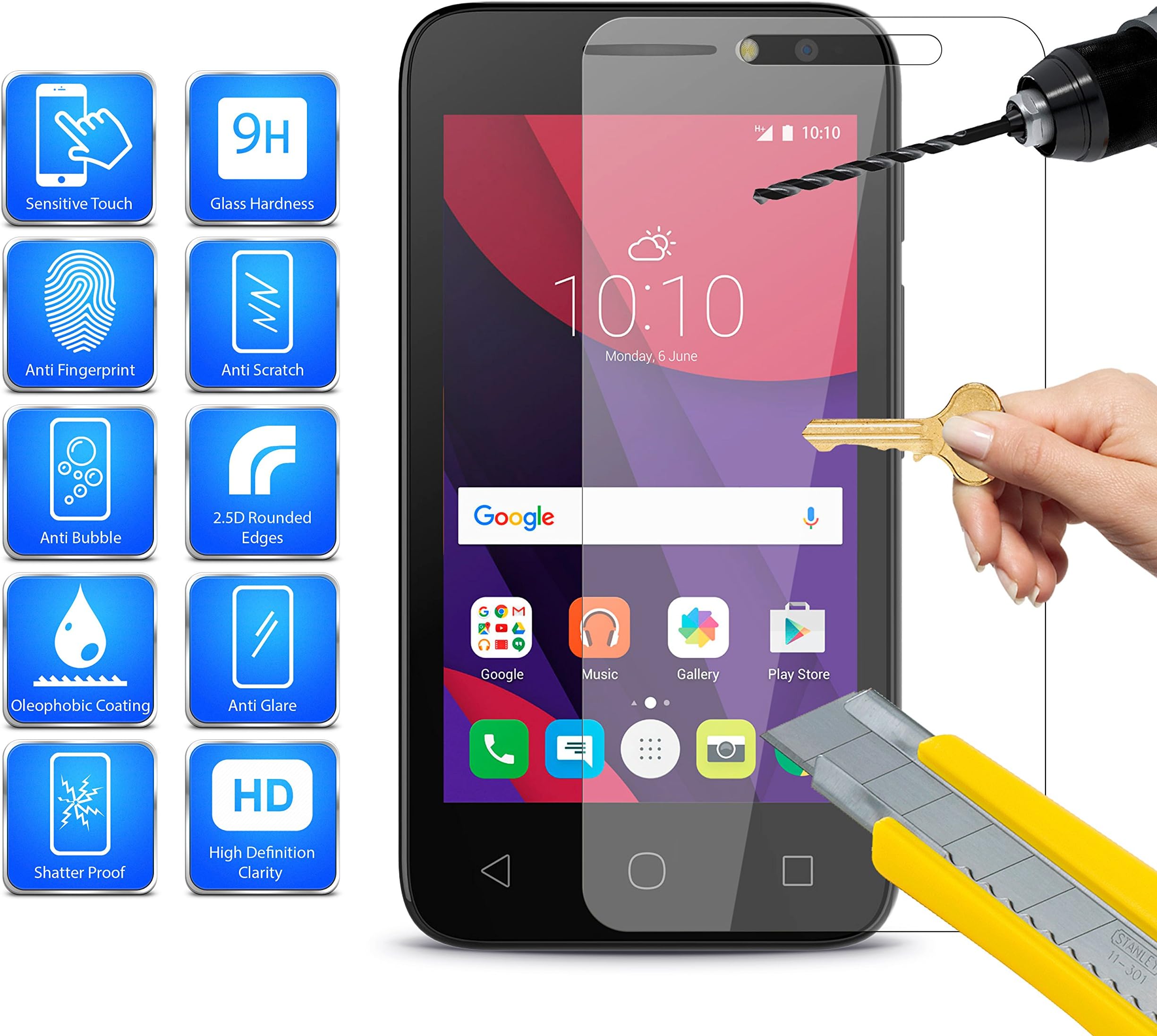 OtherSony Xperia XA Ultra Dual SIM / F3212 / F3216 - Tempered Glass Screen Protector Guard Anti Scratch, 100% Real Glass, HD Transparent, Shatter Proof, 9H Hardness, Bubble Free 0.3mm Thick