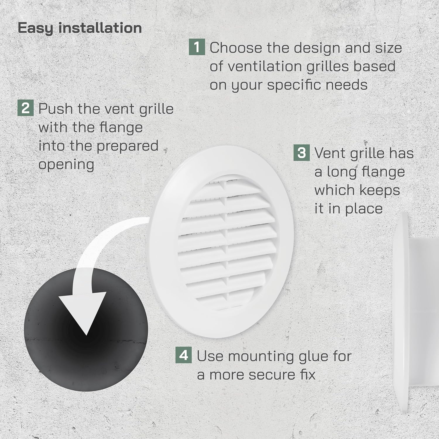 Vent Systems 2.75" Inch Pack of 5 White Grille/Duct Door Air Register - Mini Circle - Ventilation Grille - Indoor Vent Grates - Bathroom, Cabinet, Garage Through The Door Vent Cover
