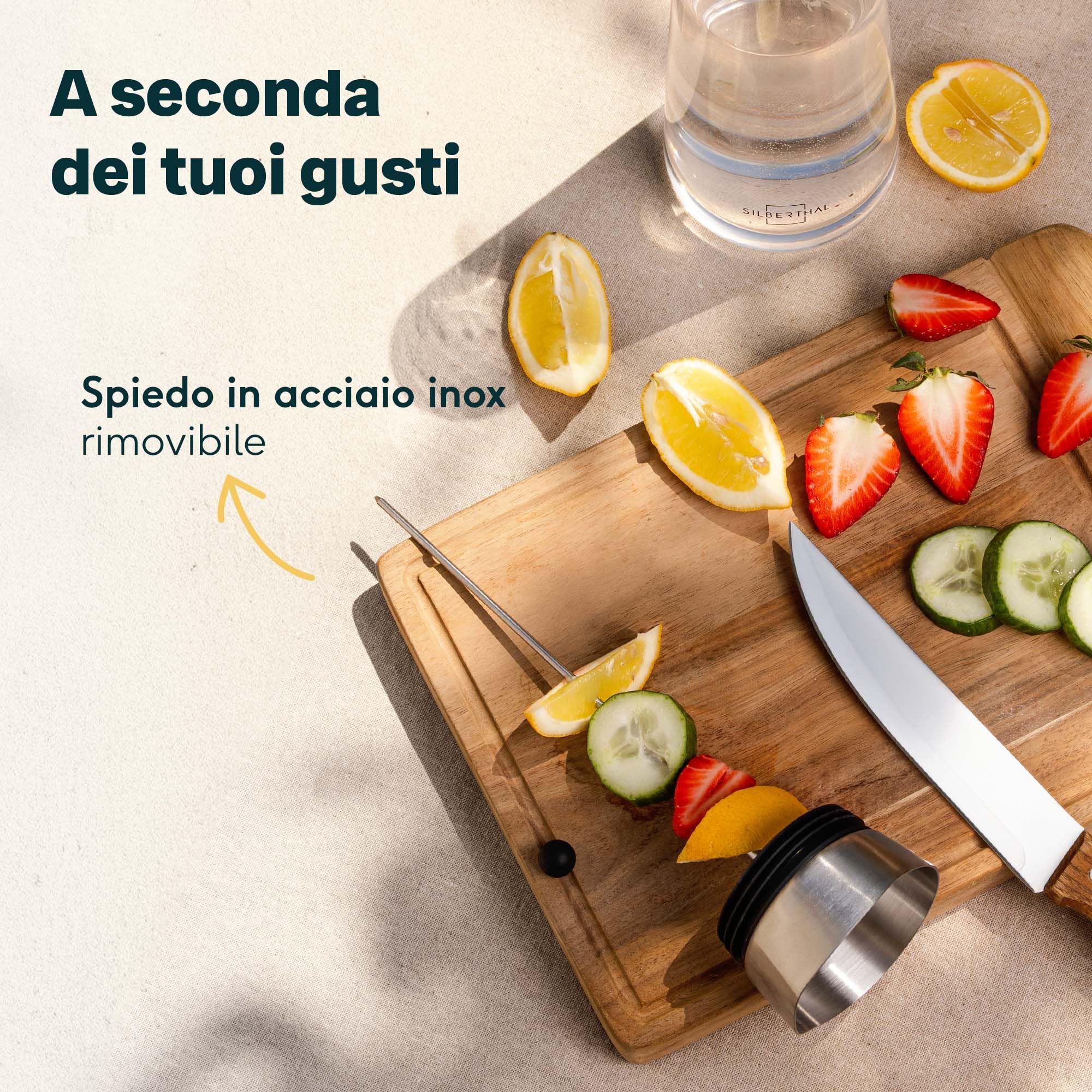 SILBERTHAL Caraffa vetro 1 litro - Per acqua refrigerata e spritz - Brocca con coperchio senza BPA
