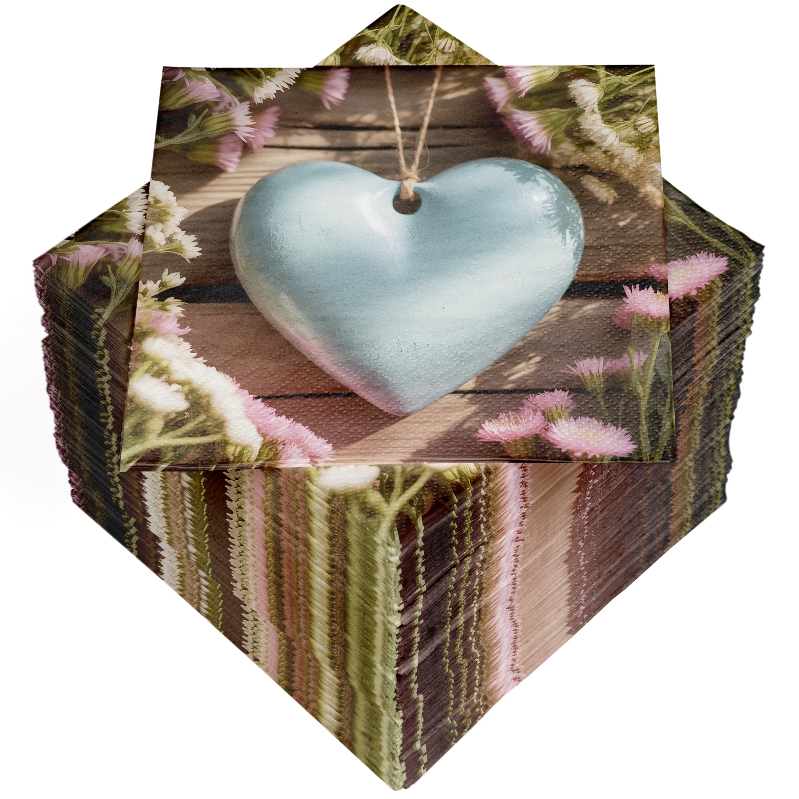 HEKU 100 Napkins, 3-ply, 33 x 33 cm, Heart Moment Design, Absorbent and Practical Packaging, Wide Selection, Ideal for Special Occasions