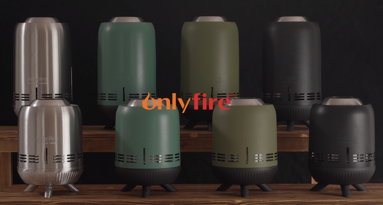 Brasero De Table Portable Onlyfire - Foyer Camping Acier Inoxydable Bleu 15x24cm Avec Sac