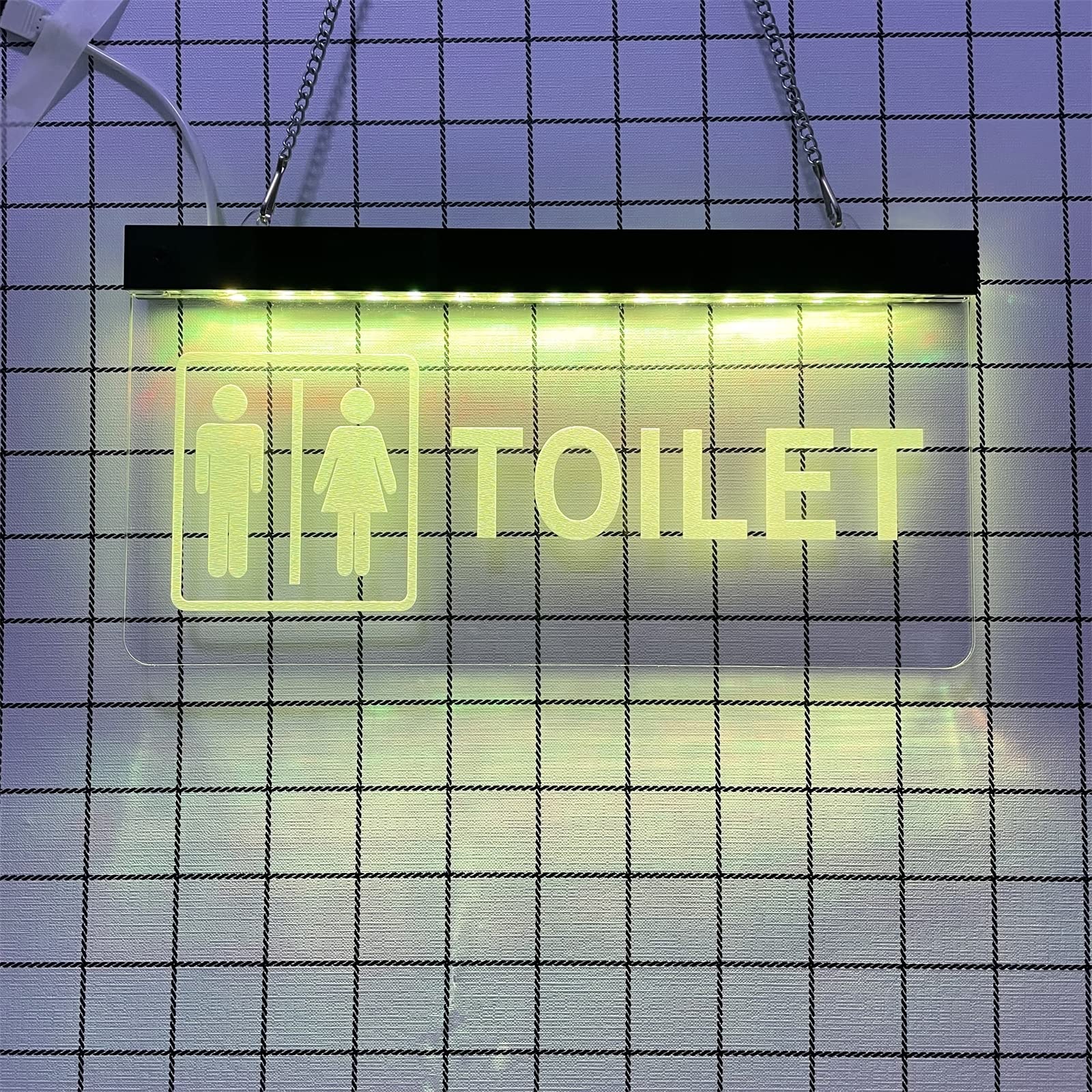 KEYQEEN Custom Unisex Toilet LED Neon Sign, 3D Neon Lights for Restroom Entrance Wall Decoration Night Lights, 30X15cm,Warm White