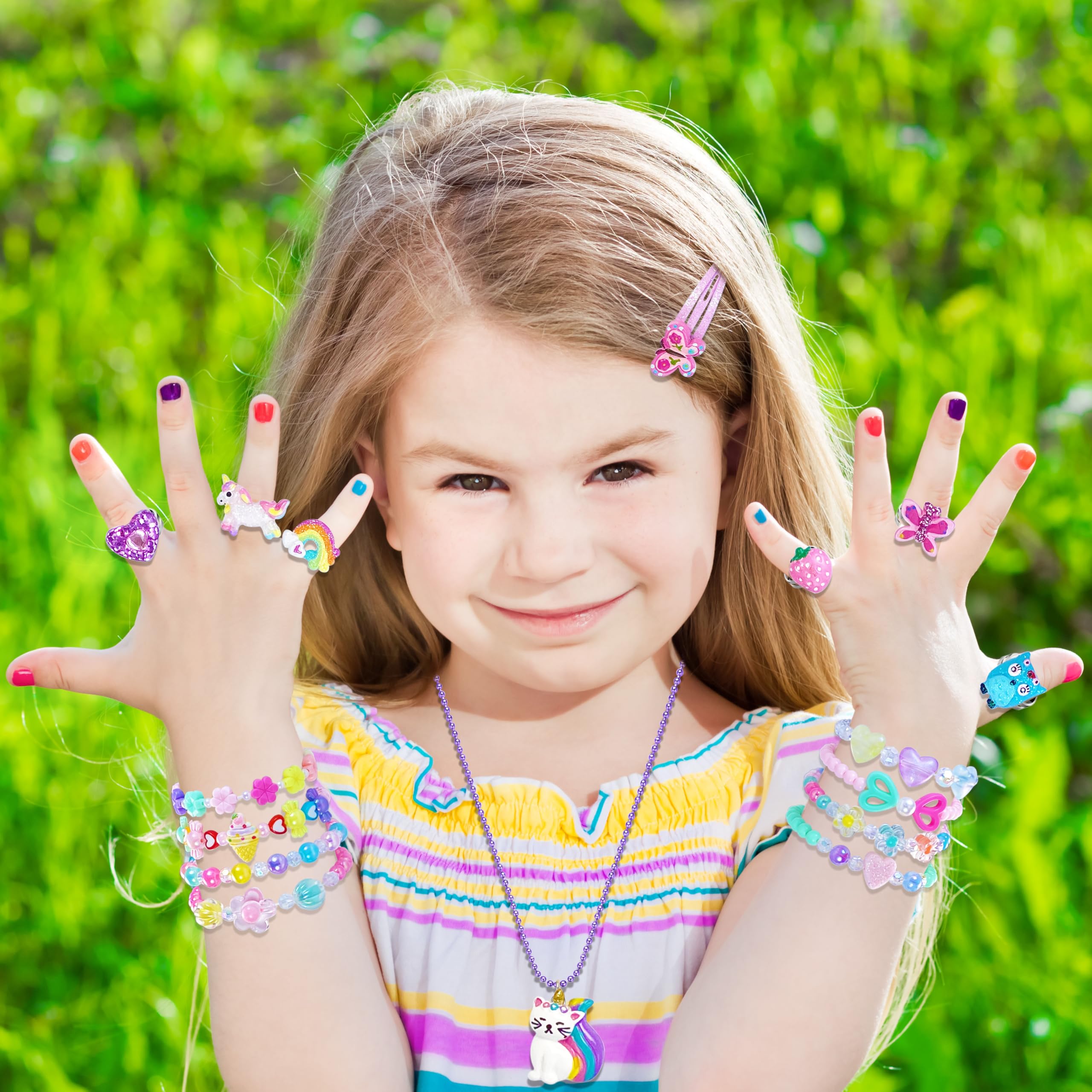 SIELEVIN Toddler Jewelry for Little Girls Kids Jewelry Necklace Bracelet Ring Hair Clip with Unicorn Animal Pendant for Toddlers Girls Pretend Play Costume Dress up Gifts for 3 4 5 6 7 8 Year Old