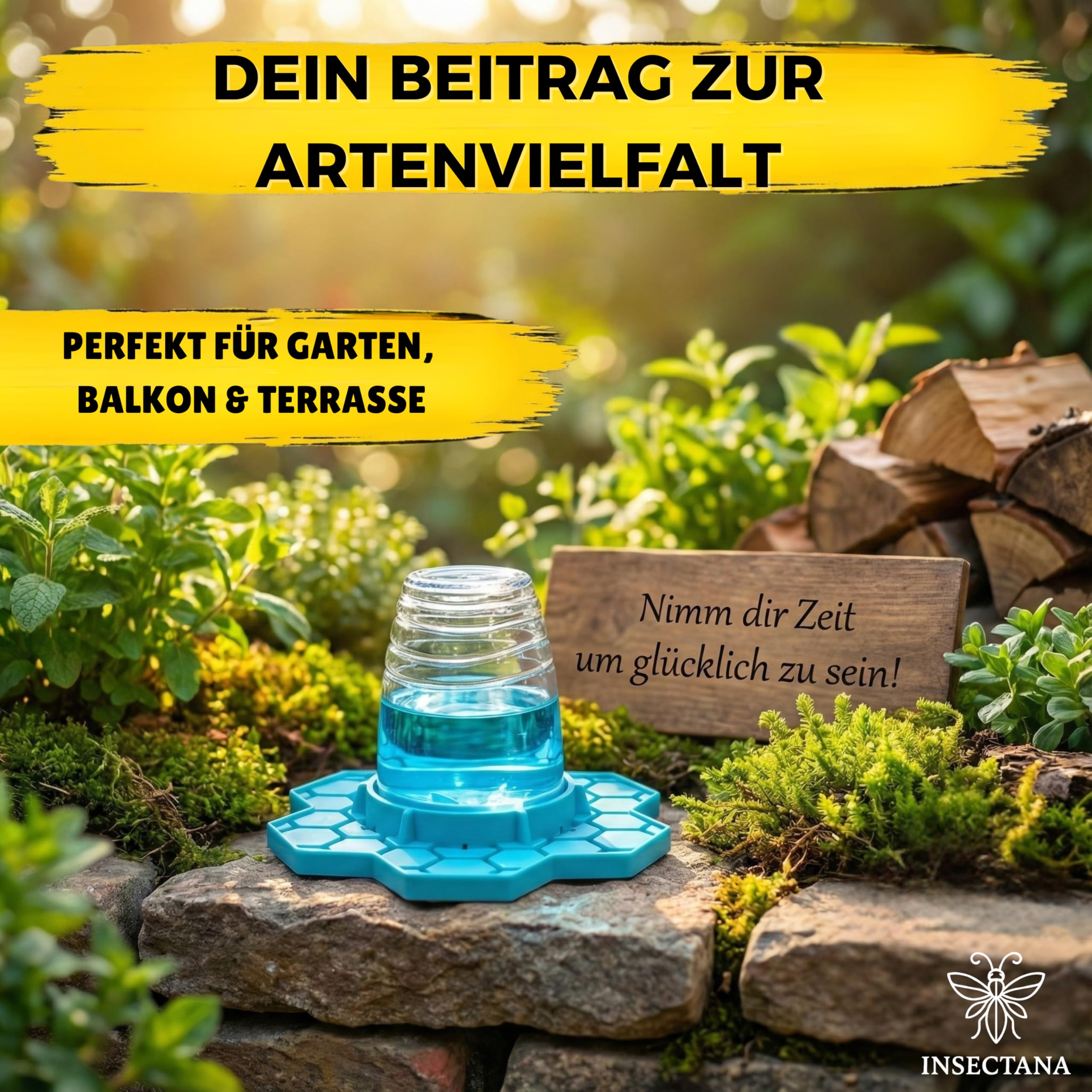 Bienentränke 2er Set Blau – Insektentränke aus BPA-freiem Silikon für Garten & Balkon – Wasserspender für Bienen Hummeln Schmetterlinge – UV-beständig Spülmaschinenfest Imker Zubehör