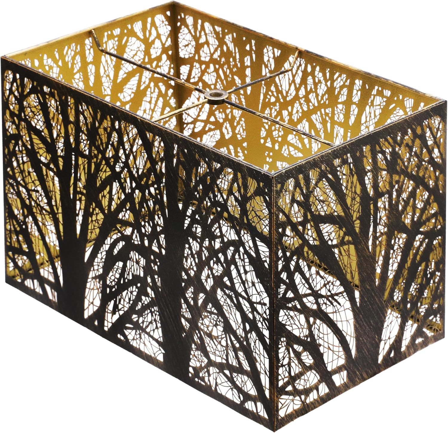 Metal Square Lampshade 8''Top X 14'' Bottom X 9'' Height Lamp Shade Fits For Bedroom Living Room And More Spider Fitter Brown