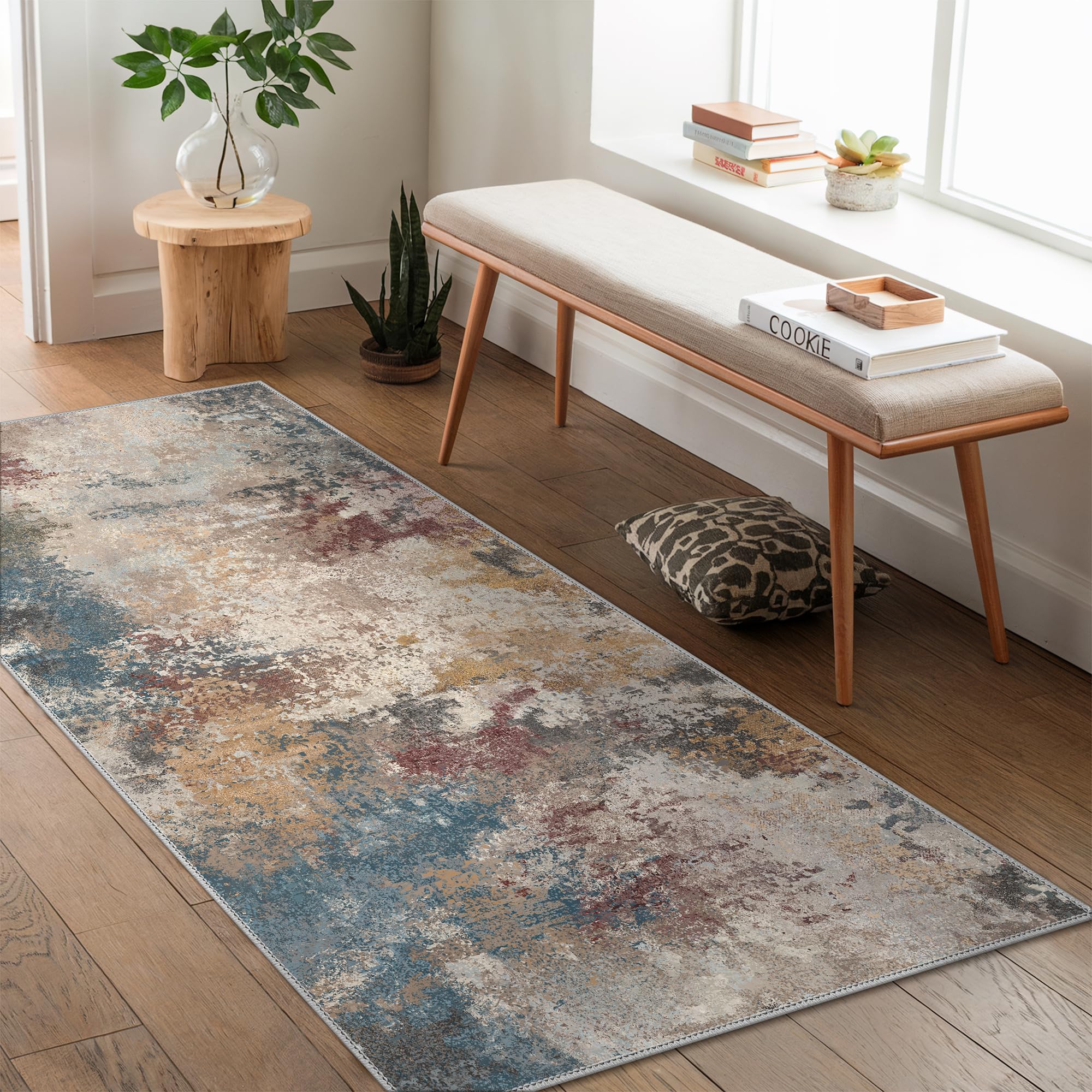 GENIMO Washable Bedroom Runner Rug 80x150cm - Soft Short Pile Non-Slip Carpet, Durable, Easy Clean Rug for Hallway, Bedroom (Mixed Colors) โ image 1