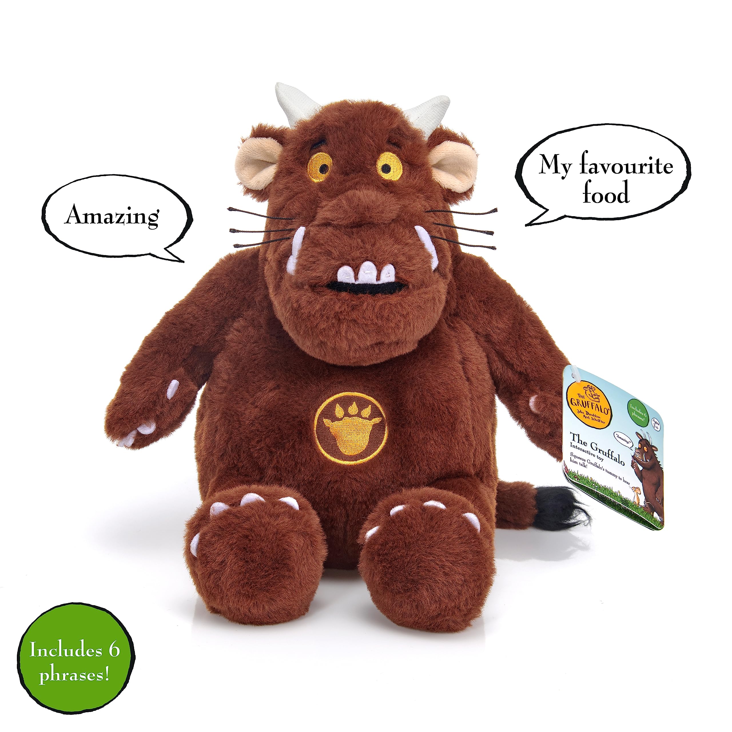 WOW! STUFF The Gruffalo, peluche interattivo ufficiale parlante, 30,5 cm, di libri e film per bambini di Julia Donaldson e Axel Scheffler, per ragazzi e ragazze dai 2 ai 6 anni