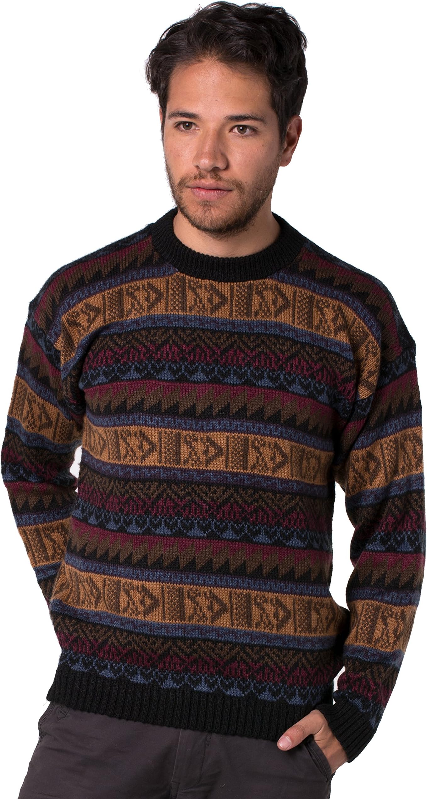 Alpaca Sweater for Men Light and Softness Wool Pullover Crewneck Knitted Fall Winter Sweaters