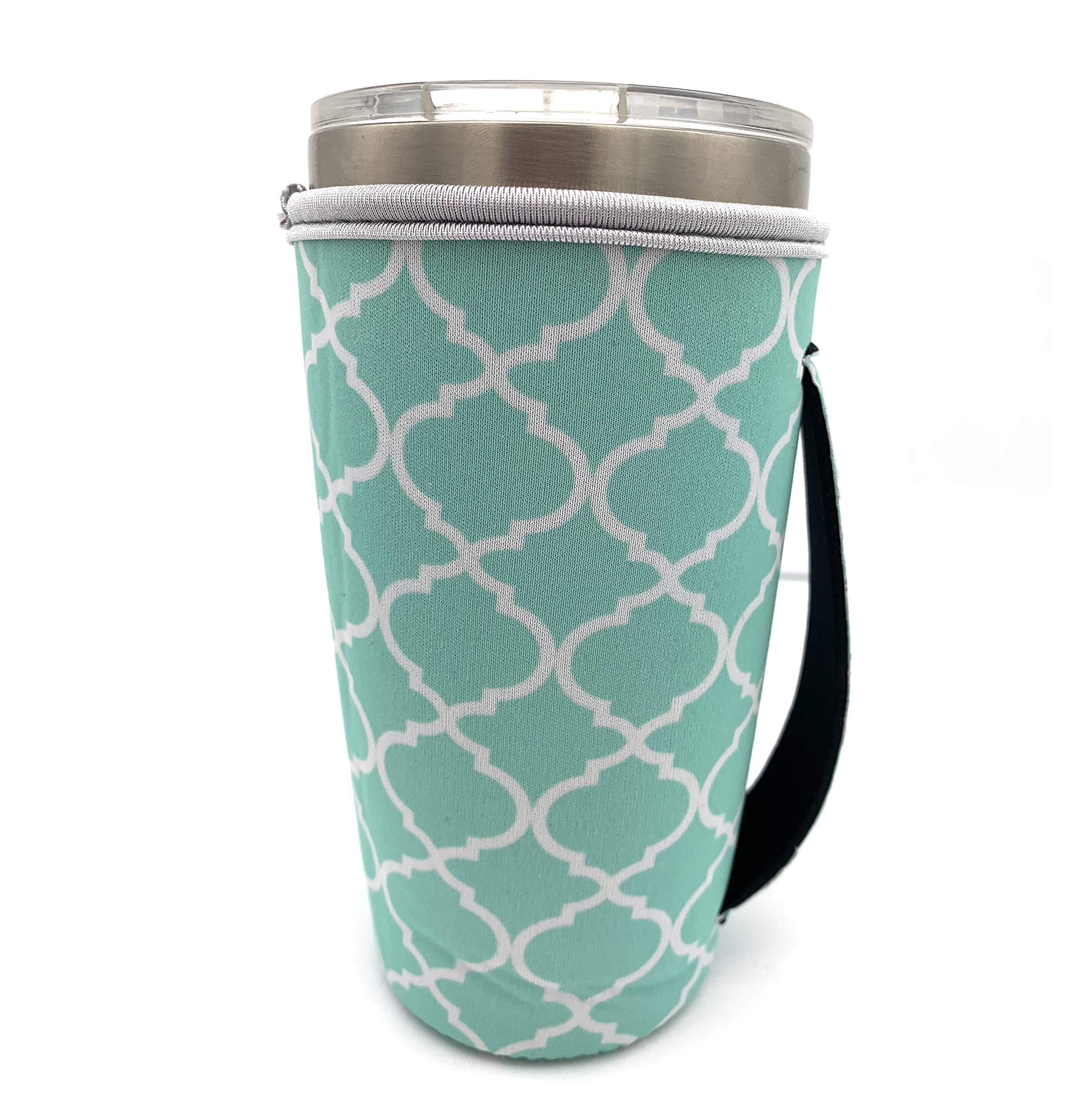 WantyReusable Neoprene Iced Coffee Cup Sleeve Neoprene Insulated Sleeves Cup Cover Holder Idea for 20oz Tumbler Cup,Trenta Starbucks, Large Dunkin Donuts (Only Cup Sleeves) (Lantern Green)
