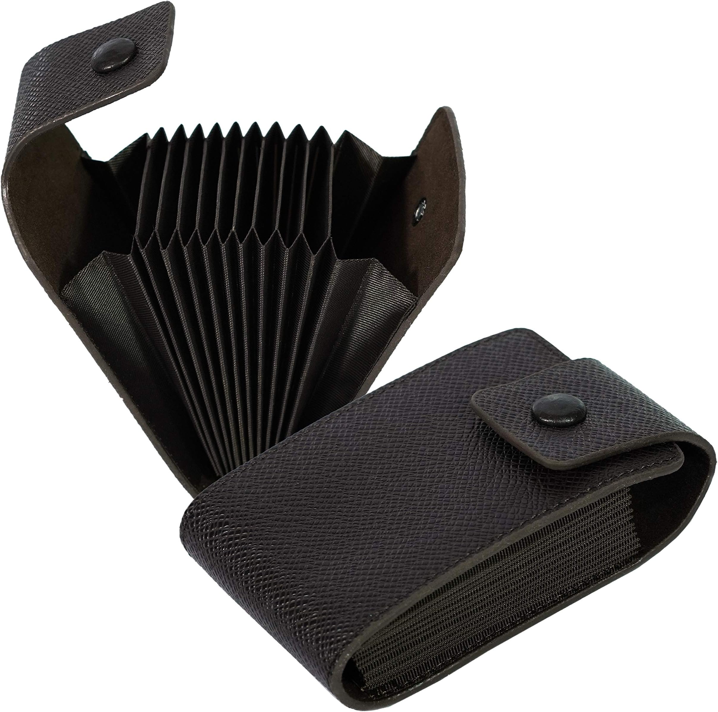 Storite Leather Credit Debit Card Holder Case Wallet for Men & Women, Chocolate Dark Brown, 9 slot vertical-Brown, Casual