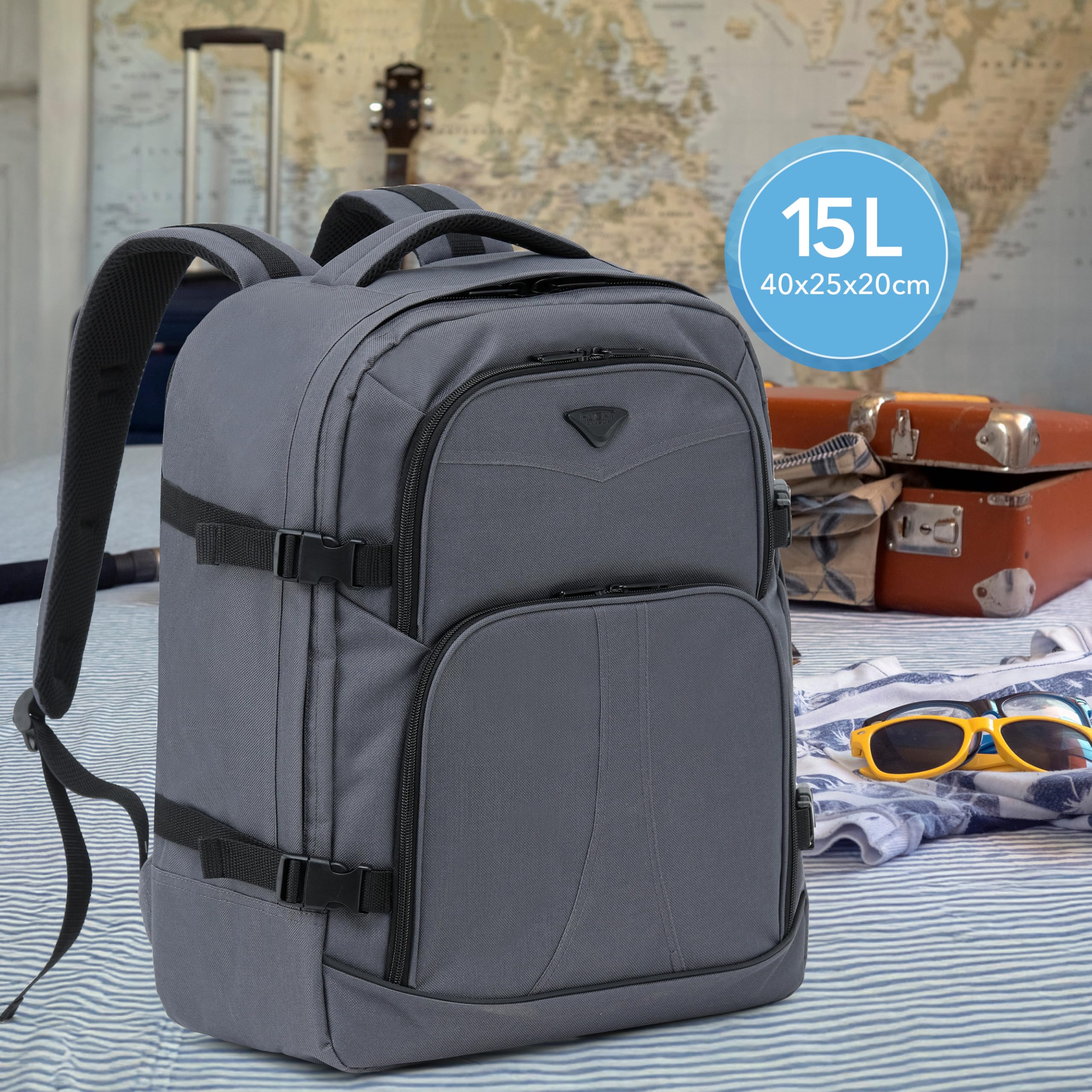 Flight Knight 45x36x20cm easyJet Free Carry On Backpack - Large 30 Liter Bag For Underseat Travelling USB Port Padded Comfortable Backpack - Carry On Luggage For easyJet, Ryanair, BA, Jet2 & More!