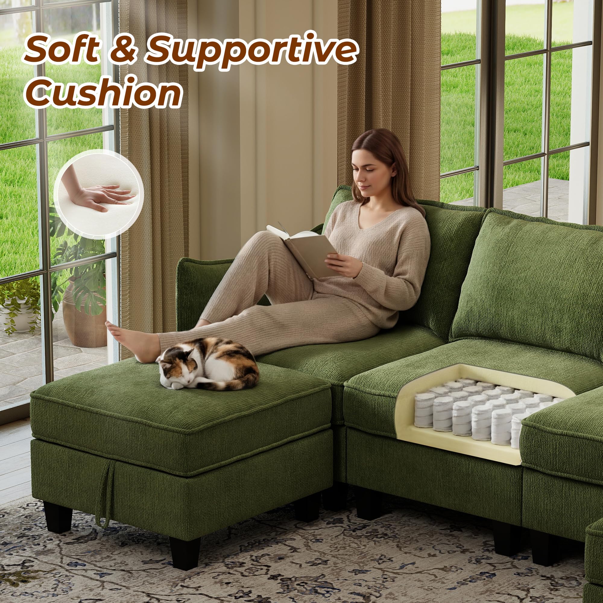 The Best Washable Sofas in 2026 3 WorthFurni 112' Modular Sectional Sofa U Shape Couches with Storage Ottoman and - product photo