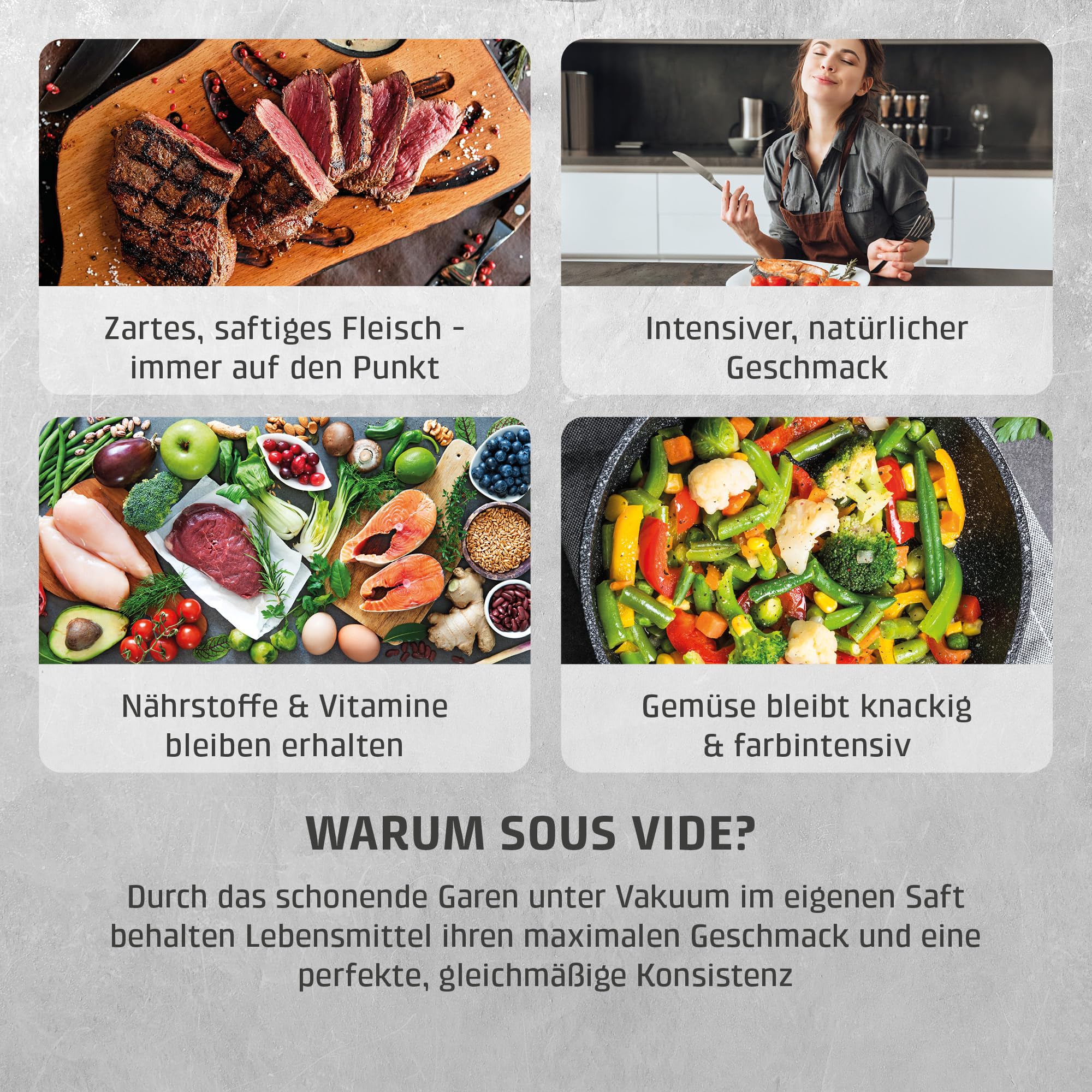 CASO SV400 Sous Vide Stick, Testsieger Haus & Garten Test für Behälter bis 20l Volumen, 25-90°C in 0,5°C Schritten, IPX7, platzsparendes Design