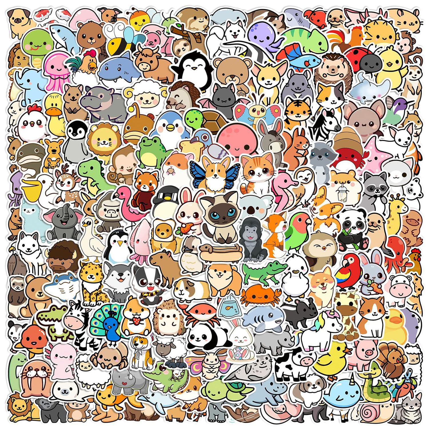 Dyswtue Colorful 200 Pcs Animal Stickers, Cute Waterproof Vinyl Stickers Pack For Water Bottles, Art, Crafts, Laptops, Luggage, Snowboard, Bicycle, Fun Classroom Prizes For Elementary Students