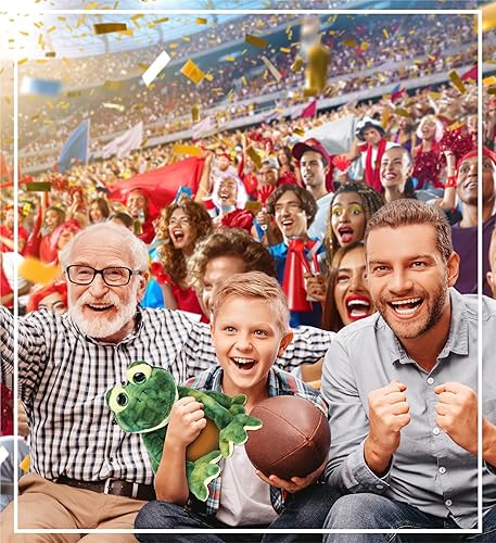 Miniatura 5 de DolliBu Animal de peluche de rana con peluche de fútbol, rana en cuclillas suave y abrazable, adorable juguete de peluche para jugar, lindo regalo