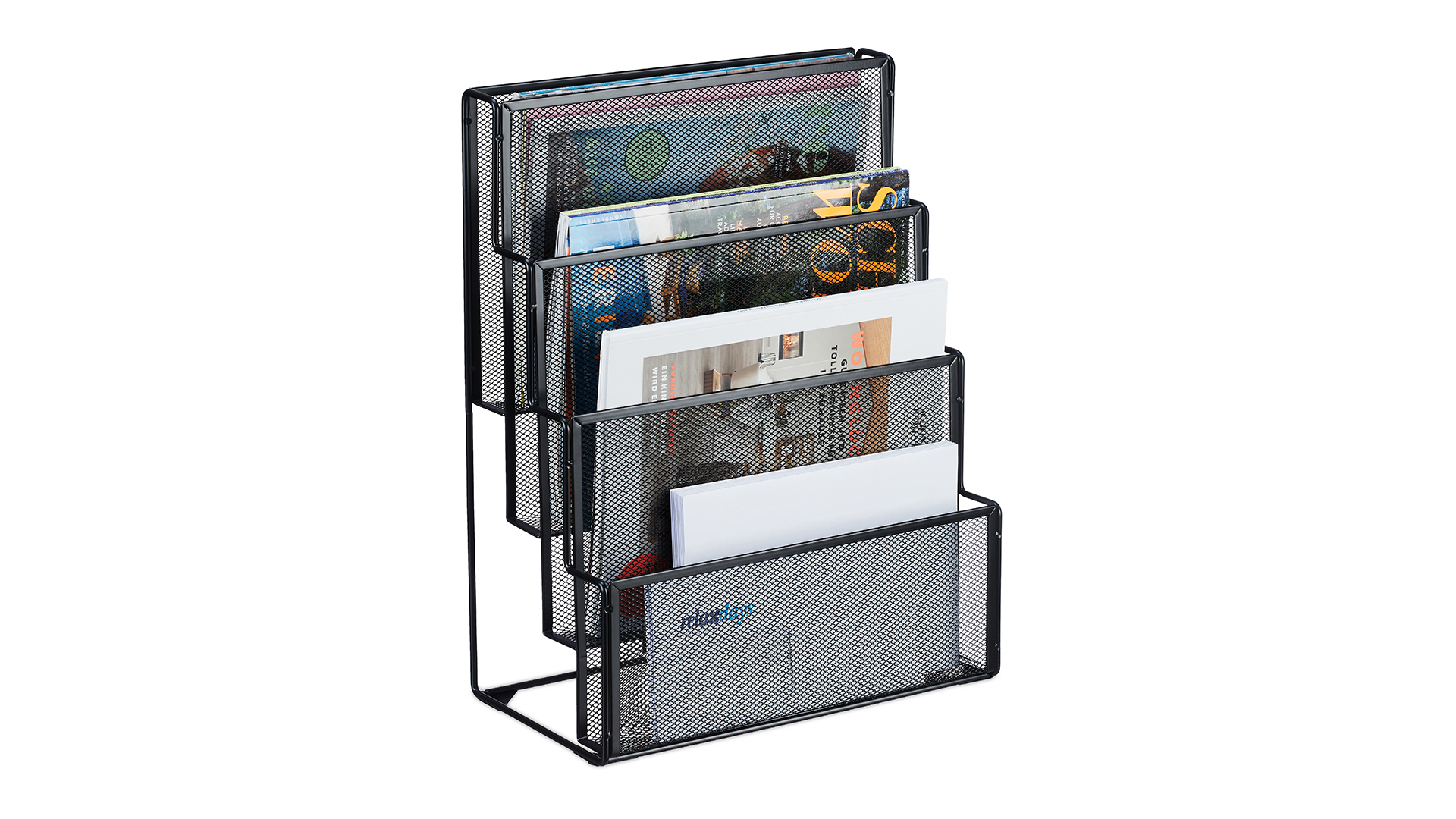 Brisbane Zeitschriftenständer Braun-Schwarz - Mesh & Holz Organizer 22x41x30cm