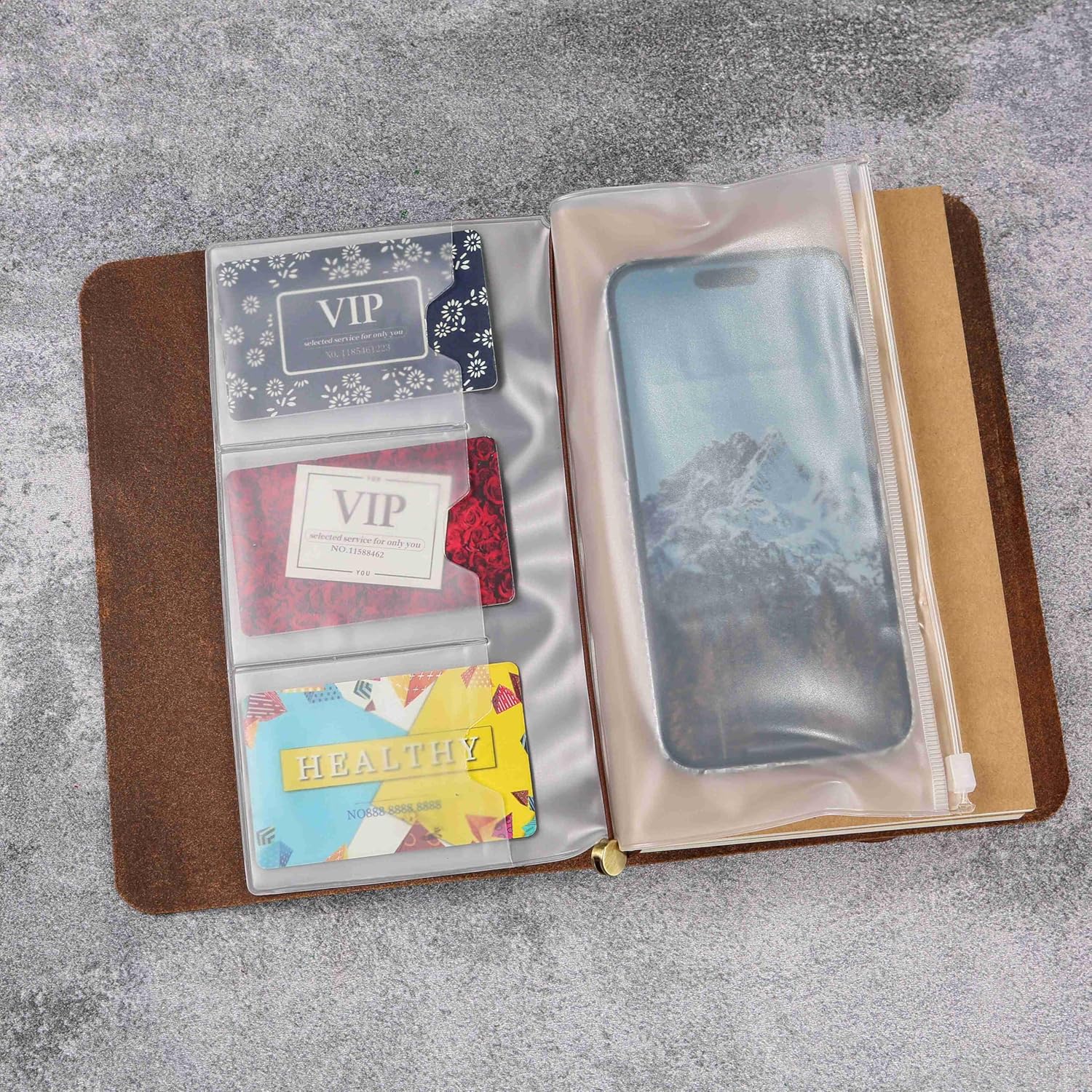 Handmade Leather Refillable 5'' x 8'' Travelers Notebook Cover, 5 x 8 inch Leather Journal with 3 Inserts and Card Slots and Pen Holder