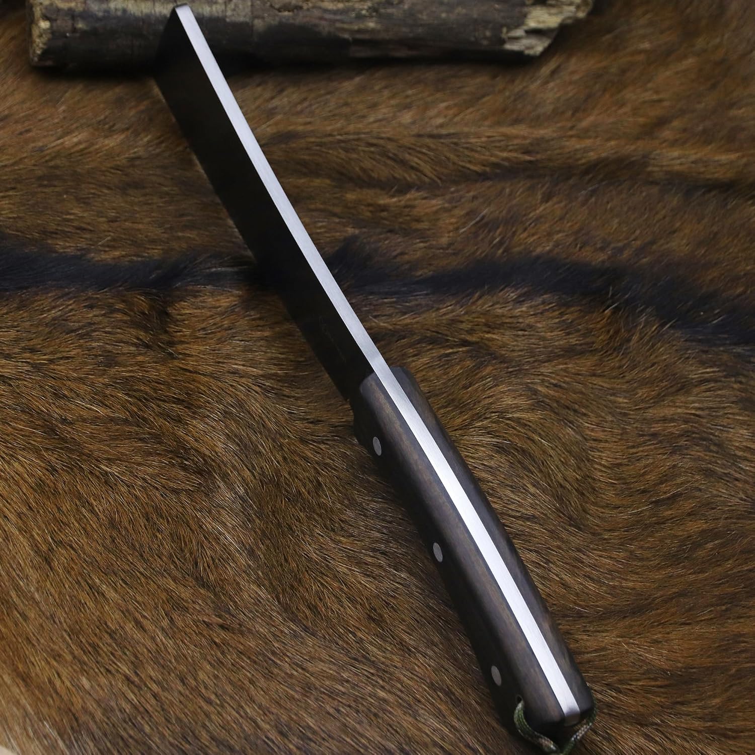 BA-KOR (Pioneer ) (14.6") DC53 steel 6mm thickened full Tang fixed knife+ Wooden sheath &(5.9IN) Cerium Igniter, suitable for outdoor hunting, cutting, chopping, camping, obstacle removal, exploration, fishing, EDC, BBQ (BA-Kb-0A)