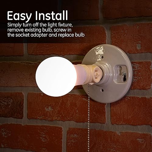 Miniatura 5 de GE 54180 Adaptador portalámparas con cadena de encendido y dos tomas marfil