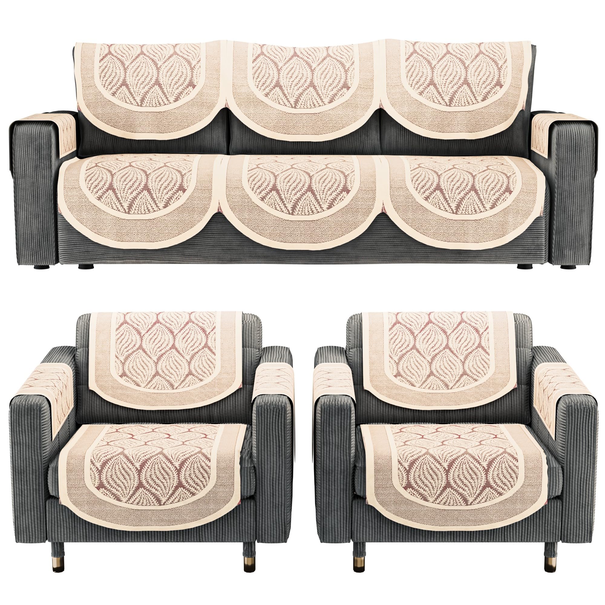 Stylish 5-Seater Sofa Covers - Maroon Cotton -10