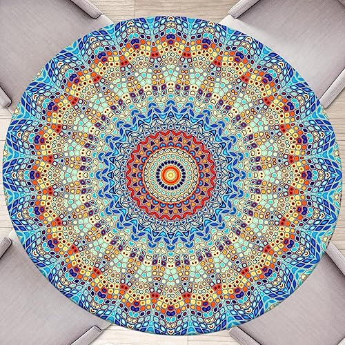 Miniatura 8 de Mantel redondo elástico redondo para exteriores, mantel redondo ajustable con elástico para mesas redondas, mantel impermeable lavable para picnic,