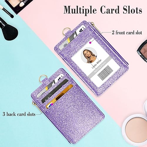 Miniatura 24 de Soporte para tarjetas de identificación con cordón, soporte vertical brillante para tarjetas de identificación con 1 ventana de identificación