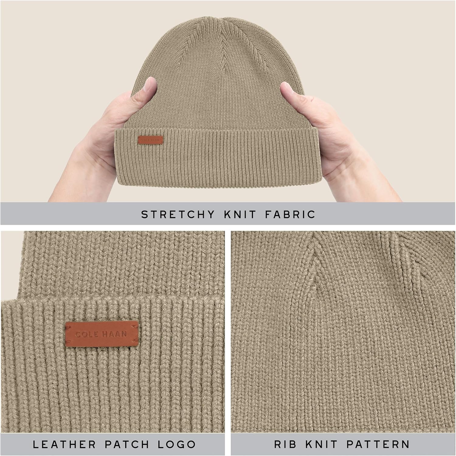 Cole Haan Men's Heritage Rib Cuff Wool Beanie Hat, One Size - Image 5