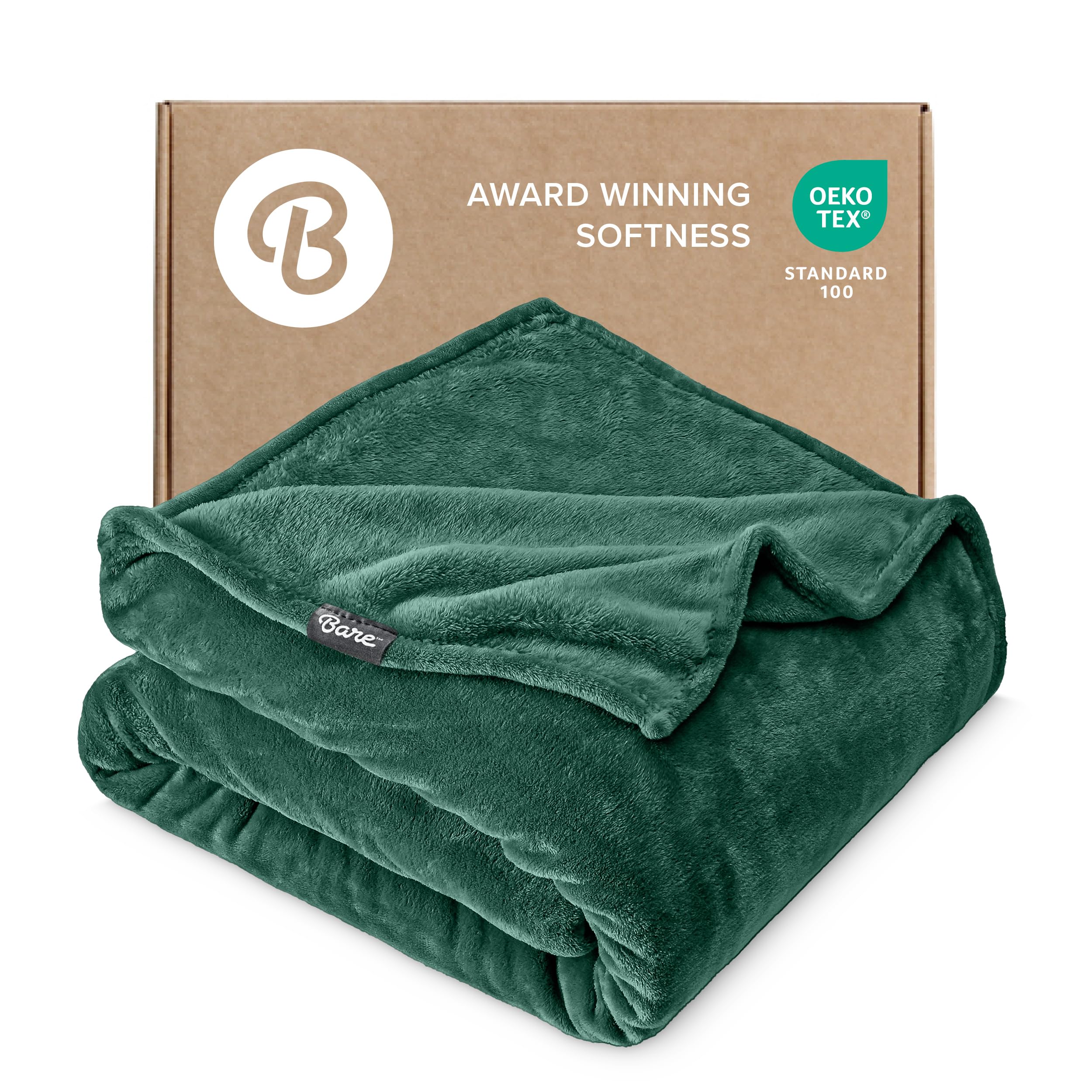Bare Home Fleece Blanket Luxury Microplush (King, Forest Green)