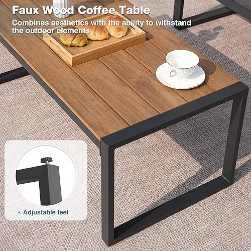 Miniatura 5 de Juego de muebles de patio COMLAX FIELD, 4 piezas de muebles de exterior con juego de mesa de café, juegos de conversación de patio de metal con