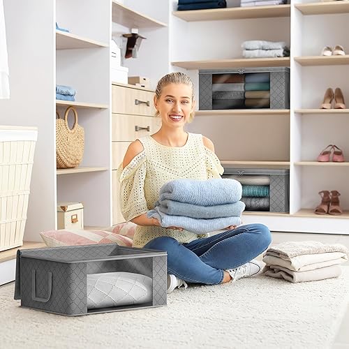 Miniatura 2 de Sorbus Bolsas de almacenamiento de ropa medianas  Contenedores plegables de almacenamiento para manta para organizar dormitorio, armario, ropa,