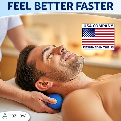 Miniatura 9 de COZLOW Bola de masaje doble lacrosse - Azul cobalto - Rodillo de punto de activación de maní para movilidad, terapia de tejido profundo y liberación