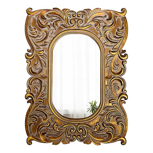 Antique Small Oval Gold Mirror 18 x 24 Inch, Hanging