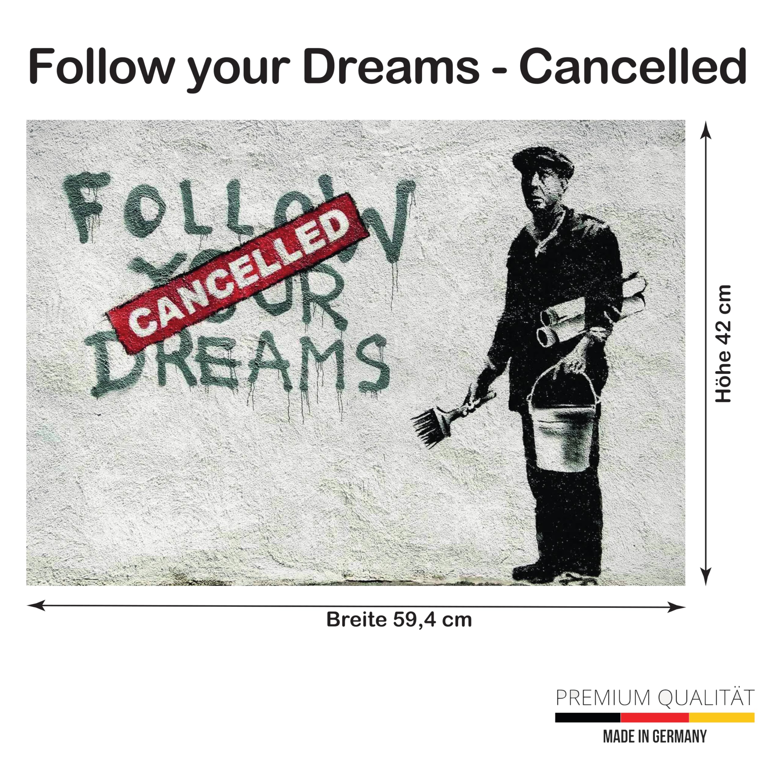 Lineo® Poster Wall Art Print - 60 x 42 cm Modern Street Art Graffiti Poster for Loft Living Room Decor (Follow Your Dreams) - Image 2