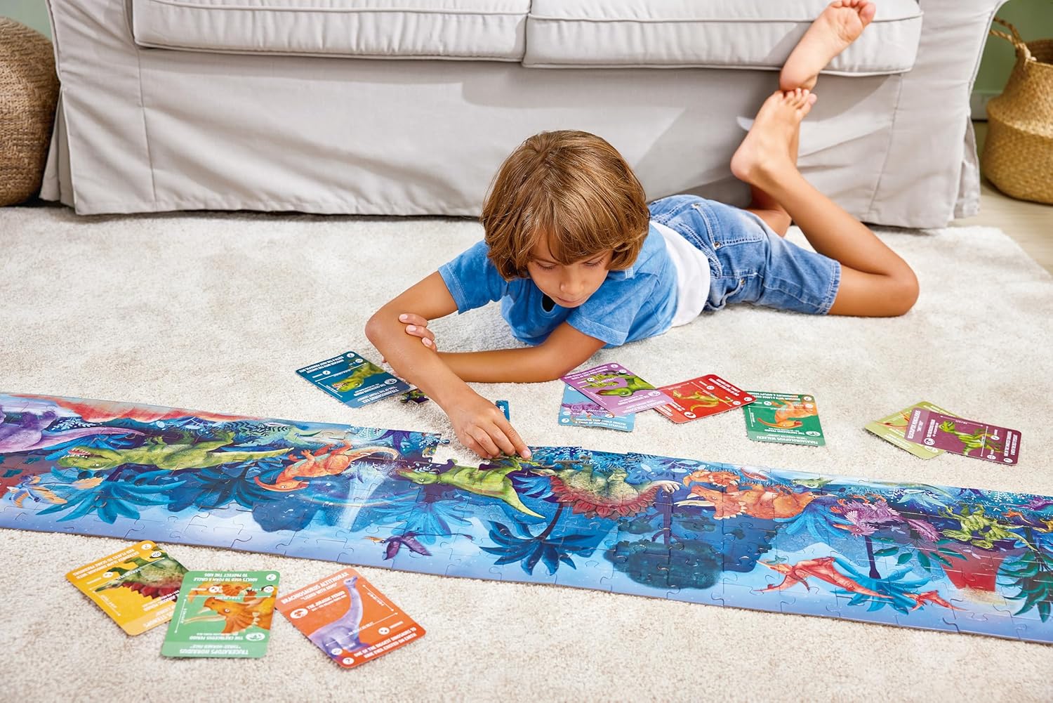 Hape Dinosaurs Puzzle 1.5 Meter Long | 200 Pieces Colorful Giant Glow-in-The-Dark Jigsaw for Children 6+ Years