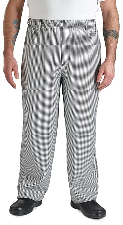 Mercer Culinary M60030HTXS Millennia Mens Cook Pants in Hounds Tooth, X-Small, Black/White