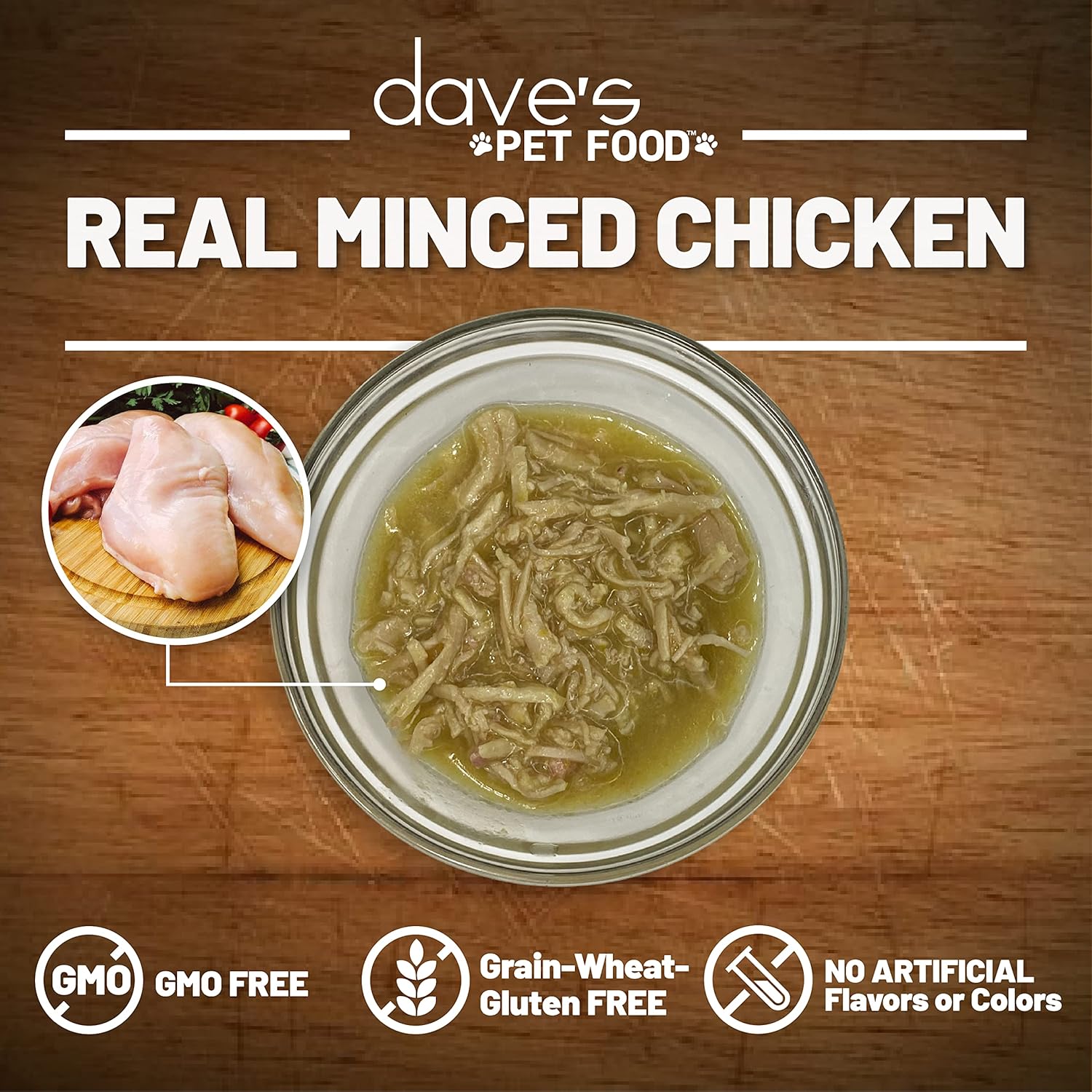 Dave's Pet Food Grain Free Wet Cat Food Bundle, Minced Chicken in Gravy & Chicken Recipe in Saucey Pate, Naturally Healthy, Added Vitamins & Minerals, 2.8 & 5.5 oz (24 & 24 Pack)